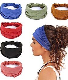 cheap -Wide Headbands For Women Non Slip Soft Elastic Hair Bands Yoga Running Sports Workout Gym Head Wraps , Knotted Cotton Cloth African Turbans Bandana