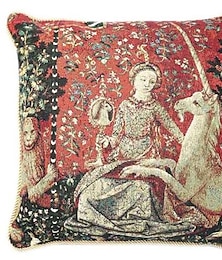 economico -gobelin aubusson arazzo fodera per cuscino lady unicorno jacquard cuscino decorativo per la casa soggiorno camera da letto divano divano