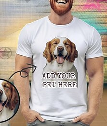 お買い得  -カスタムメンズ tシャツ綿パーソナライズされた写真デザイン画像テキスト文字グラフィックプリントクルーネック黒白赤青グレー半袖 tシャツスポーツファッションカジュアル夏