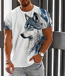 cheap -Men's T shirt Tee Graphic Animal Wolf Crew Neck Clothing Apparel 3D Print Outdoor Daily Short Sleeve Print Vintage Fashion Designer