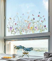 economico -Adesivo per finestra con fiore di primavera, farfalla, rimovibile, decorazione per la casa, vetrina in vetro, superficie della vasca da bagno, adesivo elettrostatico