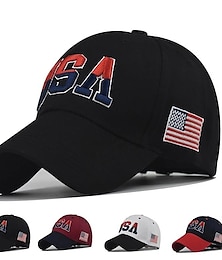 cheap -Retro USA Flag Embroidered Baseball Cap Washed Strapback Dad Hat American Flag Independence Day For Men & Women