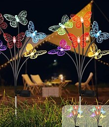 cheap -Solar Butterfly Lights Outdoor 6LED Decorative Solar Lawn Lamp Waterproof Stake Light For Yard Pathway Gardening Accesorries 1PC