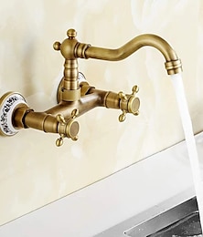 economico -rubinetto per vasca da bagno in ottone vintage rubinetti per vasca a doppia maniglia a parete, miscelatore per bagno, con tubo freddo e caldo