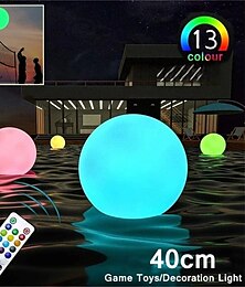 abordables -Luz flotante de piscina LED de 16 colores, pelota de playa LED brillante de 40 cm y 60 cm, luz flotante inflable impermeable con control remoto para piscina, lámpara de fiesta para césped y patio