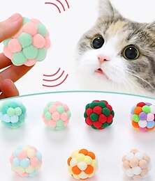 זול -צעצוע חתול אינטראקטיבי חתול צעצוע כדורי כלוב עכבר צעצועי קטיפה מלאכותי צבעוני טיזר חתול ציוד לחיות מחמד צעצוע קטיפה אינטראקטיבי