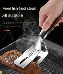 お買い得  -304 ステンレス鋼ステーキシャベルバーベキュー焼き魚クリップ食品クリップキッチンパンパンケーキ韓国バーベキューフライドフィッシュクリップ