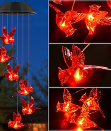 Χαμηλού Κόστους -ηλιακο κοκκινο πουλι ανεμο χτυπημα φωτα led κρεμαστο φωτιστικο βιλα αυλη μπαλκονι ηλιακος ανεμος κουδουνισμα φωτα χριστουγεννιάτικη γιορτινή διακόσμηση φωτιστικό τοπίου