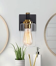 olcso -fali lámpa fekete & arany 1 világos falikar, modern fali lámpatestek, parasztházi fali lámpák átlátszó üveg ernyővel, fali lámpák nappaliba, hálószobába, lépcsőbe, fürdőszobába, előszobába 110-240 V