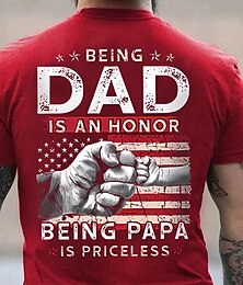 cheap -Being Dad Is An Honor Papa Priceless T-Shirt Mens 3D Shirt For Fathers Day | Blue Cotton | Graphic Hand National Flag Vintage Fashion Designer Men'S 3D Print Tee Outdoor Daily Sports Black Red Navy