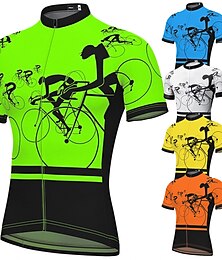 voordelige -21Grams Voor heren Wielrenshirt Korte mouw Fietsen Shirt Kleding Bovenlichaam met 3 achterzakken Bergracen Wegwielrennen Ademend Sneldrogend Vochtregelerend Reflecterende strips Wit Geel Blauw