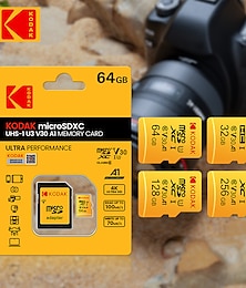 cheap -Kodak Micro SD Card U3 V30 256GB 128GB SDXC Flash Memory Card C10 U3 4K HD cartao de Memoria Micro SD TF Card With SD Adapter