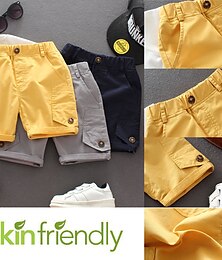 abordables -Niños Chico Bermudas Color sólido Secado rápido Pantalones cortos Escuela Adorable Diario Amarillo Azul Piscina Gris Cintura media