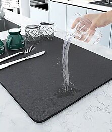 abordables -1 alfombrilla absorbente de microfibra para secar platos: ¡perfecta para mantener la encimera de la cocina limpia y organizada!