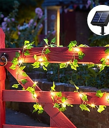 preiswerte -Solar-Ranken-Lichterkette, Efeu-Lichter, künstliche Rattan-Grünpflanze, LED-Solar-Lichterkette, wasserdichte LED-Lichterkette für den Außenbereich, zum Aufhängen an der Wand, für Hof, Zaun, Hochzeit,