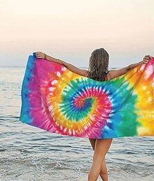 levne -plážový ručník na zavazování, plážové ručníky bez písku hippie barvy oversized, sup měkká velká osuška, koupelnová osuška absorbující vodu pro muže, ženy, cestování, plavání, tábor, 32 x 64 palců