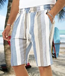 cheap -Men's Shorts Summer Shorts Beach Shorts Baggy Shorts Pocket Drawstring Elastic Waist Stripe Outdoor Daily Going out Streetwear Stylish Black Red