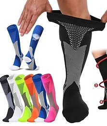 Недорогие -1 пара компрессионных носков, носки для борьбы с варикозным расширением вен, футбольные бедра, длинные трубки унисекс, спортивные чулки для кормления на открытом воздухе для мужчин и женщин