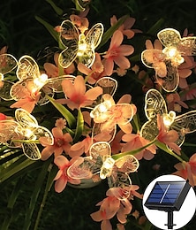 abordables -Guirlande lumineuse solaire de décoration de jardin - 5 m 20 LED libellule et papillon, guirlande lumineuse étanche pour pelouse de pahway, décoration de mariage et de fête