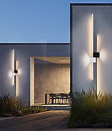 economico -linea di lampade da parete a led per esterni design impermeabile 80 cm illuminazione su e giù per interni applique da parete curva a doppia testa camera da letto moderna luce calda 1 pz
