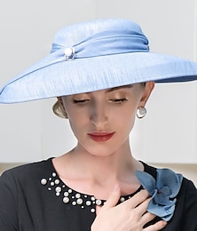 economico -Copricapo Misto Poliestere / Cotone Fibra sintetica Bombetta / Cappello a cloche Cappello da Sole Cappello a Cloche Casuale Ferie Signora Britannico Con Cappello Perline Copricapo Copricapo