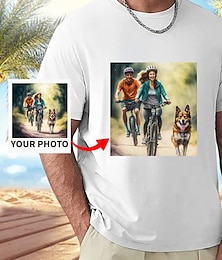 お買い得  -カスタムユニセックス Tシャツ綿 100% あなたの画像を追加パーソナライズされた写真デザイン画像テキスト文字グラフィックプリント Tシャツスポーツファッションカジュアル夏