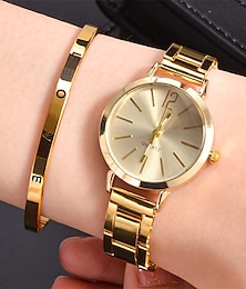 cheap -Women Quartz Watch with LOVE Bracelet Jewelry Set Fashion Luxury Analog Wristwatch Digital Stainless Steel Watch Valentines Gift For Her