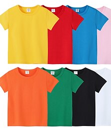 cheap -Kids Boys T shirt Tee Solid Color Short Sleeve Cotton Children Top Outdoor Neutral Daily Summer Black 2-12 Years