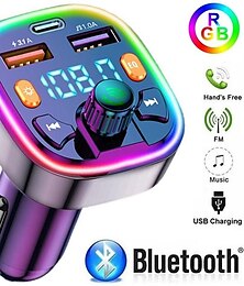 halpa -auton bluetooth 5.0 fm lähetin langaton audio vastaanotin auton mp3-soitin 18w pd pikalaturi (1kpl)