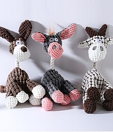 abordables -Juguete de peluche de burro para mascotas, cuerda de algodón resistente a mordeduras, juguete para moler dientes de perro y hacer sonido