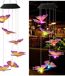 voordelige -zonne-windgong kleur veranderende vlinderverlichting buiten zonne-waterdichte 6 leds windgong zonne-energie verlichting voor huis tuin patio raamdecoratie