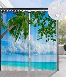 billige -vanntett utendørs gardin privatliv, skyve terrasse strand gardin gardiner, pergola gardiner grommet for lysthus, balkong, veranda, fest, hotell, 1 panel