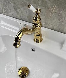 billiga -badrumsblandare handfat blandare handfat kranar däcksmonterad, tvättrumskärl vatten mässingskran enkelhandtag ett hål gyllene krom