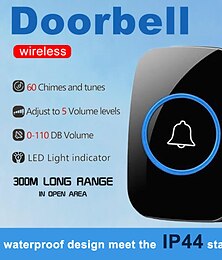 cheap -Wireless Doorbell kitPlug-in Receiverelderly pagerWaterproof Push Button with 1000 feet Operating Range 5 Volume Levels60 ChimesLED flash&CD Sound For Home/Office/Classroom Use