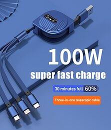お買い得  -マルチ充電ケーブル 3.9 フィート usb a から雷/マイクロ/usb c 3 a 高速充電 3 で 1 磁気 540 回転 samsung iphone 電話アクセサリー