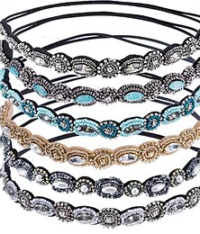 economico -6 pezzi elastici strass in rilievo donne fasce per capelli fatti a mano gioielli vintage fasce per capelli per accessori per capelli ragazza 20-26.8 multicolor