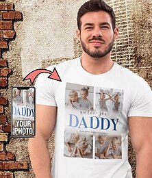 お買い得  -父の日カスタム T シャツ、お父さん、おじいちゃんギフト用、自分の写真を追加、カスタマイズされたシャツ、パーソナライズされたオールオーバー プリント メンズ T シャツ