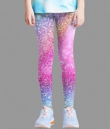 economico -leggings con grafica 3D da ragazza scintillanti in rosa estate primavera attivi carino streetwear poliestere bambini 3-12 anni outdoor sport di strada slim