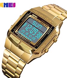 cheap -SKMEI 1381 Luxuly Mens Wristwatch Gold Golden Digital Watches Stainless Steel Top Brand Relogio Masculino Saatler Male Clock