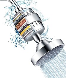 abordables -Ensemble de pommeau de douche à effet pluie 4/6 pouces, pommeau de douche pulvérisateur à 5 modes avec filtre à eau, bras de pommeau de douche haute pression à rotation à 360 degrés chrome noir argent