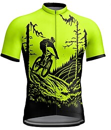cheap -21Grams Men's Cycling Jersey Short Sleeve Bike Top with 3 Rear Pockets Mountain Bike MTB Road Bike Cycling Breathable Quick Dry Moisture Wicking Reflective Strips Red Blue Dark Green Graphic Sports