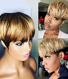 abordables -perruque courte bob ombré 4-27 couleur perruque courte bob pixie cut pour femmes noires entièrement fabriquée à la machine style sans dentelle coupe bob perruques courtes