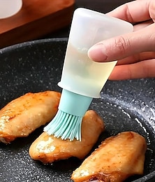 cheap -Portable Silicone Oil Bottle With Brush Grill Oil Brushes Pastry Plastic Kitchen Oil Bottle Outdoor Baking BBQ Brush