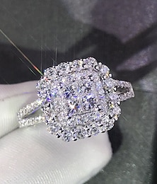 levne -Prsten Svatební Geometrické Stříbrná Štras Slitina láska stylové Luxus Elegantní 1ks