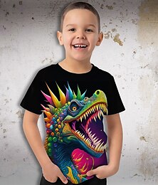 halpa -Poikien 3D Kuvitettu Eläin Dinosaurus T-paita Lyhythihainen 3D-tulostus Kesä Kevät Aktiivinen Urheilu Muoti Polyesteri Lapset 3-12 vuotta ulko- Kausaliteetti Päivittäin Normaali