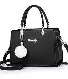 cheap -Women's Handbag Crossbody Bag Diaper Bag Tote PU Leather Office Daily Pendant Adjustable Large Capacity Durable Solid Color Black White Pink