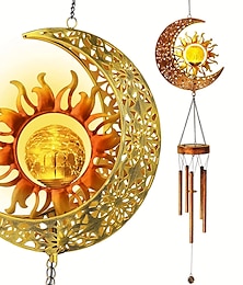 billige -sol vindklokker utendørs lys måne sol stjerne lampe smijern sol plen flom lys uteplass utendørs hage dekorasjon vanntett varmt hvitt lys