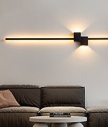 billige -led væglampe stribe design op og ned lys 61/90cm moderne led baggrund væglampe stue soveværelse sengebord 10w aluminium indendørs væglampe lysende sconce varm hvid 1stk sort 110-240v
