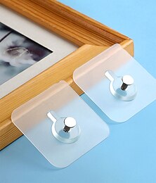 cheap -10pcs Self Adhesive Transparent Hooks Seamless Wall Hook Adhesive Sticky Hanger for Picture Photo Frame Clock Hanging No Drill Hole Nail Mounting Rack Screw Stickers