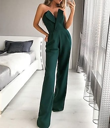 cheap -Jumpsuits Wedding Guest Dresses Rompers Dress Party Wear Wedding Party Floor Length Sleeveless Strapless Stretch Fabric with Pocket 2024